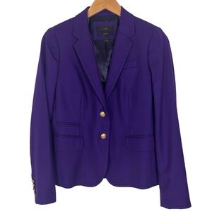 J.Crew Schoolboy Wool Blazer Purple Gold Button